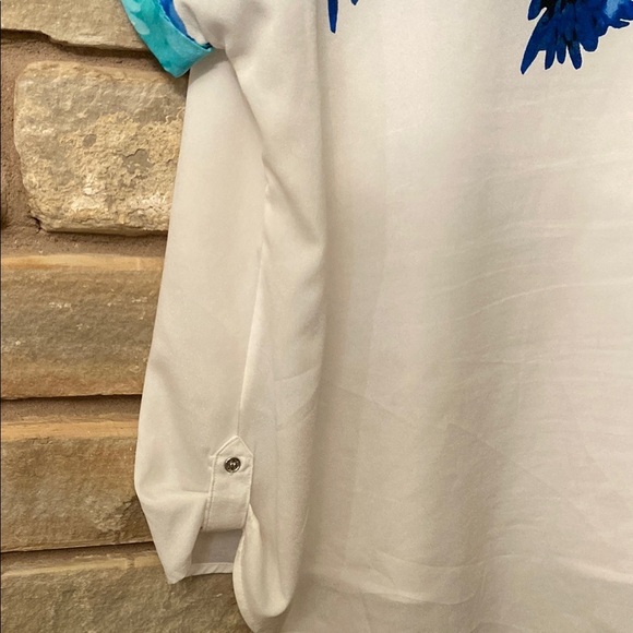 Calvin Klein Womens Floral Print Short Sleeves blouse Size XL - Picture 9 of 11